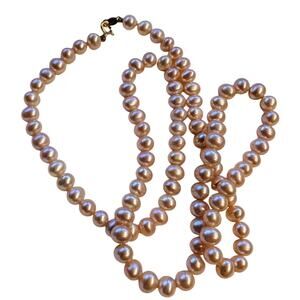 4mm - 5mm Genuine Pink Pearl 18" Strand Necklace W/ 14k Gold Clasp Need Restrung